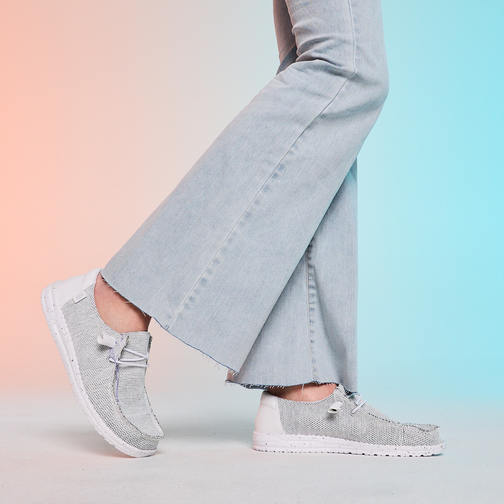 Womens Hey Dude Wendy Sox Slip On Casual Shoe - Stone White